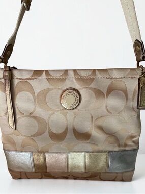 Coach Signature Metallic Patchwork Crossbody/Hobo Bag (Model F19201/F19209)